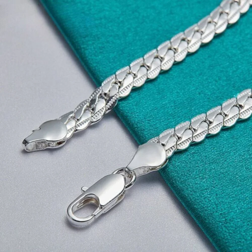 925 Sterling Silver 6mm Link Chain Bracelet for Men & Women - Picture 6 of 6